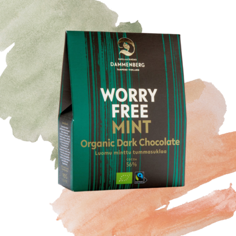 Worry free luomu  56% minttu tumma suklaanappi 90g