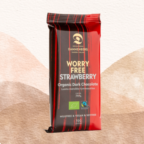 Worry free luomu 79 % mansikka tumma suklaalevy  70g