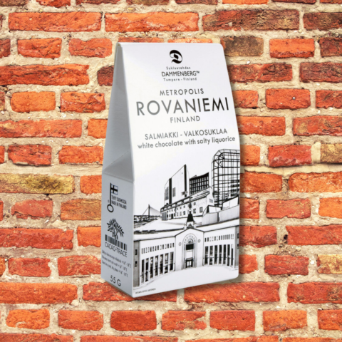 Metropol Rovaniemi  55g salmiakki-valkosuklaanappi