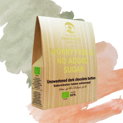 60% Luomu, worry free sokeroimaton, vegaani, maidoton taateli tumma suklaanappi  90g UUSI