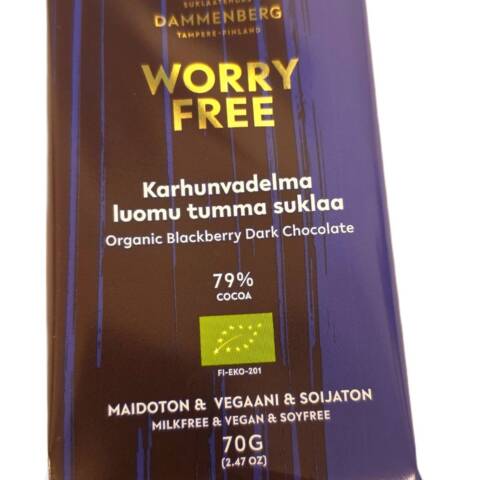 Worry free luomu, karhunvadelma 79% tumma suklaalevy 70g